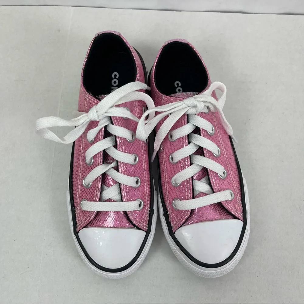 Converse All Star Kids Size 12 Pink Sparkle Low Top Sneakers Youth 12 US‎